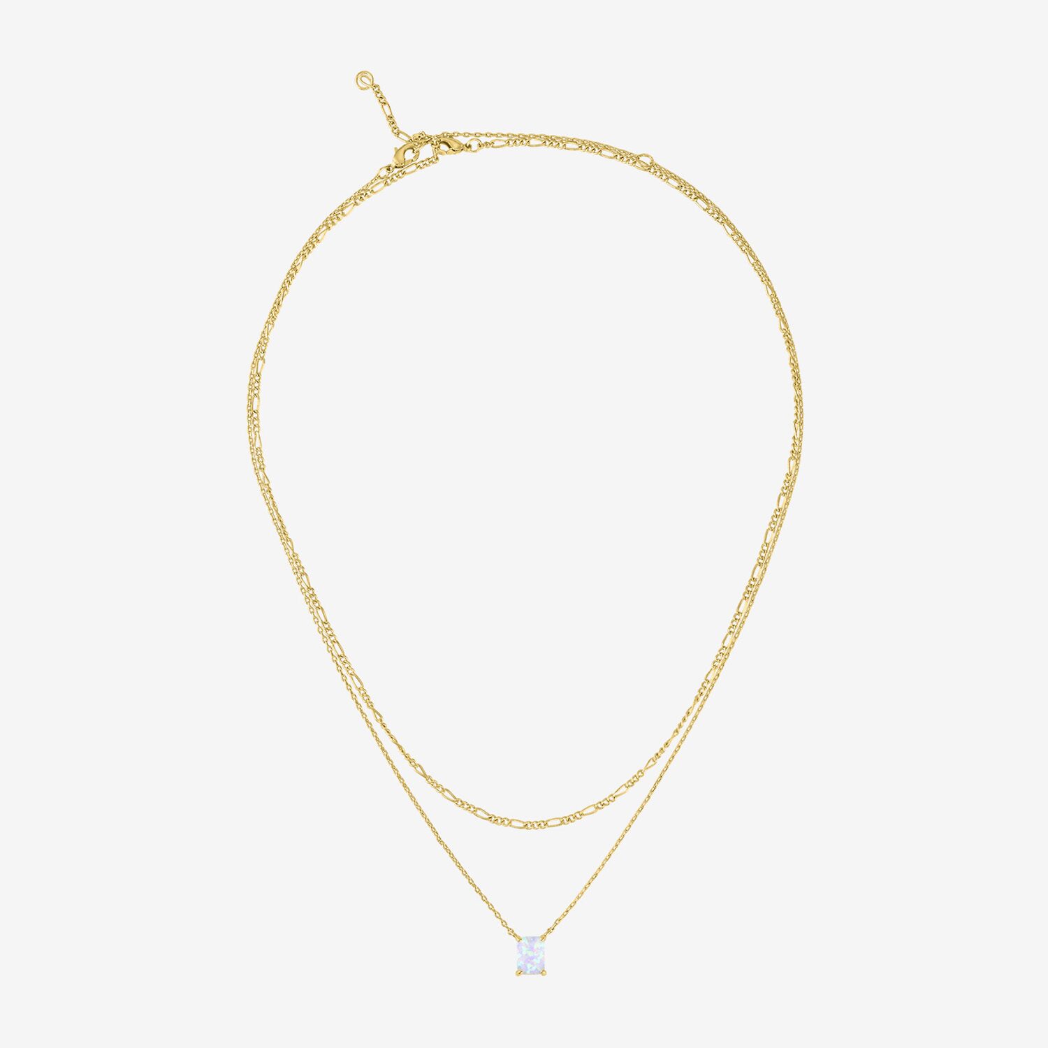 Yes, Please! Womens Lab Created White Opal 14K Gold Over Brass 2-pc. Necklace Set