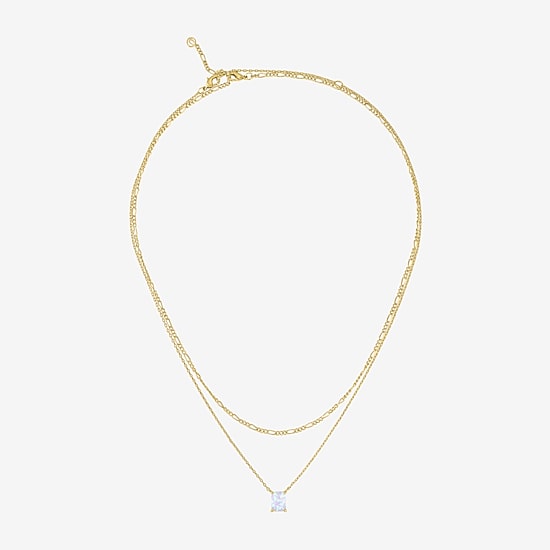 Yes, Please! Womens Lab Created White Opal 14K Gold Over Brass 2-pc. Necklace Set