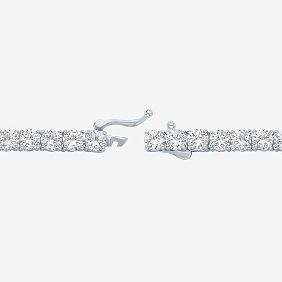 Yes, Please! Womens Lab Created White Sapphire Pure Silver Over Brass 7.5 Inch Tennis Bracelet