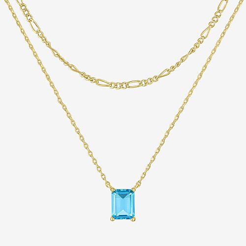 Yes, Please! Womens Genuine Blue Topaz 14K Gold Over Brass 2-pc. Necklace Set, One Size, Blue