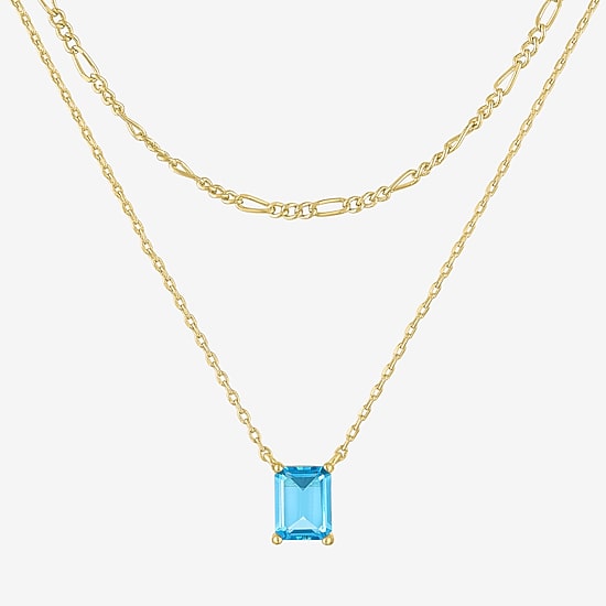 Yes, Please! Womens Genuine Blue Topaz 14K Gold Over Brass 2-pc. Necklace Set