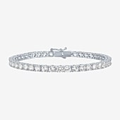 Yes, Please! Womens Lab Created White Sapphire Pure Silver Over Brass 7.5 Inch Tennis Bracelet