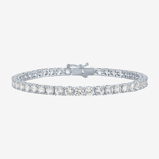 Yes, Please! Womens Lab Created White Sapphire Pure Silver Over Brass 7.5 Inch Tennis Bracelet