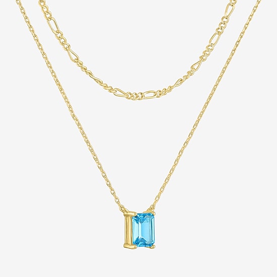 Yes, Please! Womens Genuine Blue Topaz 14K Gold Over Brass 2-pc. Necklace Set