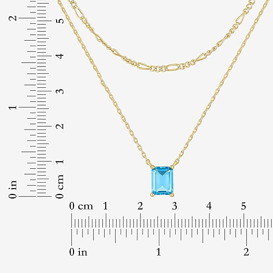 Yes, Please! Womens Genuine Blue Topaz 14K Gold Over Brass 2-pc. Necklace Set