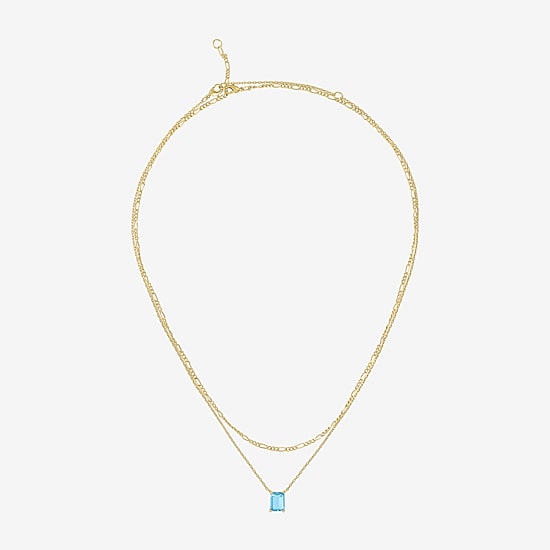 Yes, Please! Womens Genuine Blue Topaz 14K Gold Over Brass 2-pc. Necklace Set