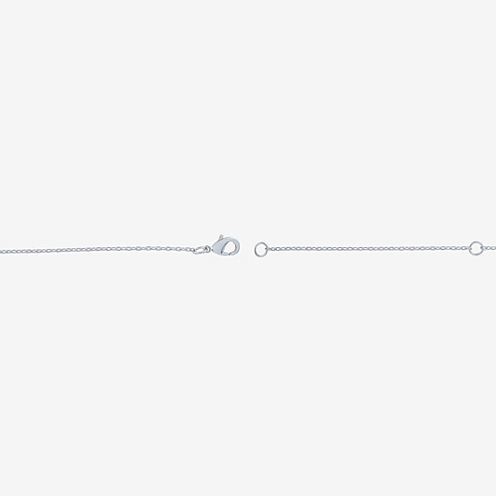 Yes, Please! Womens Lab Created White Sapphire Pure Silver Over Brass Heart 16 Inch Pendant Necklace