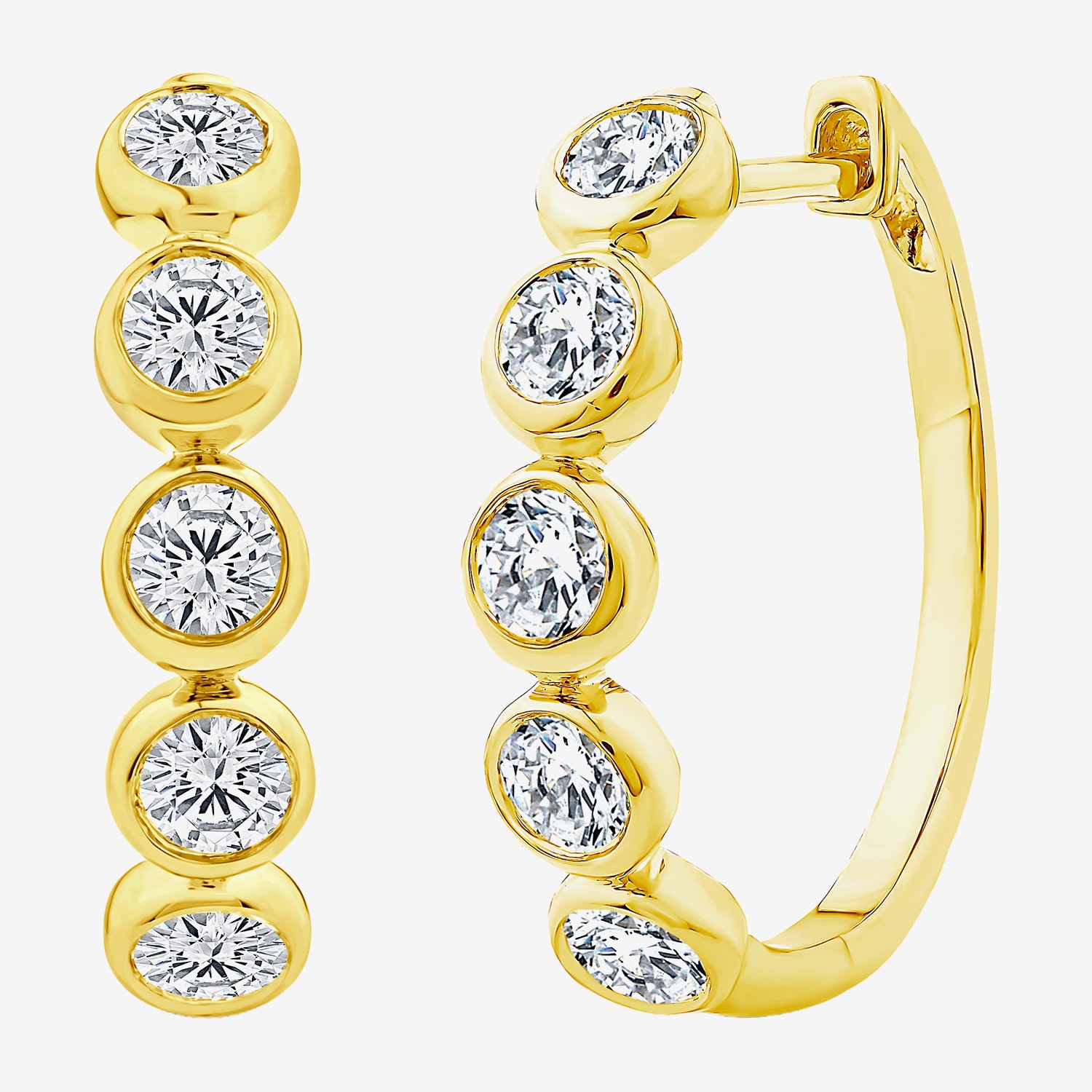 (F / Si2) Womens 1 CT. T.W. Lab Grown White Diamond 14K Gold Over Silver 20mm Hoop Earrings