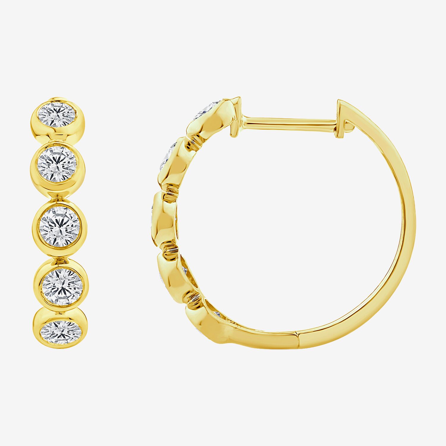 (F / Si2) Womens 1 CT. T.W. Lab Grown White Diamond 14K Gold Over Silver 20mm Hoop Earrings