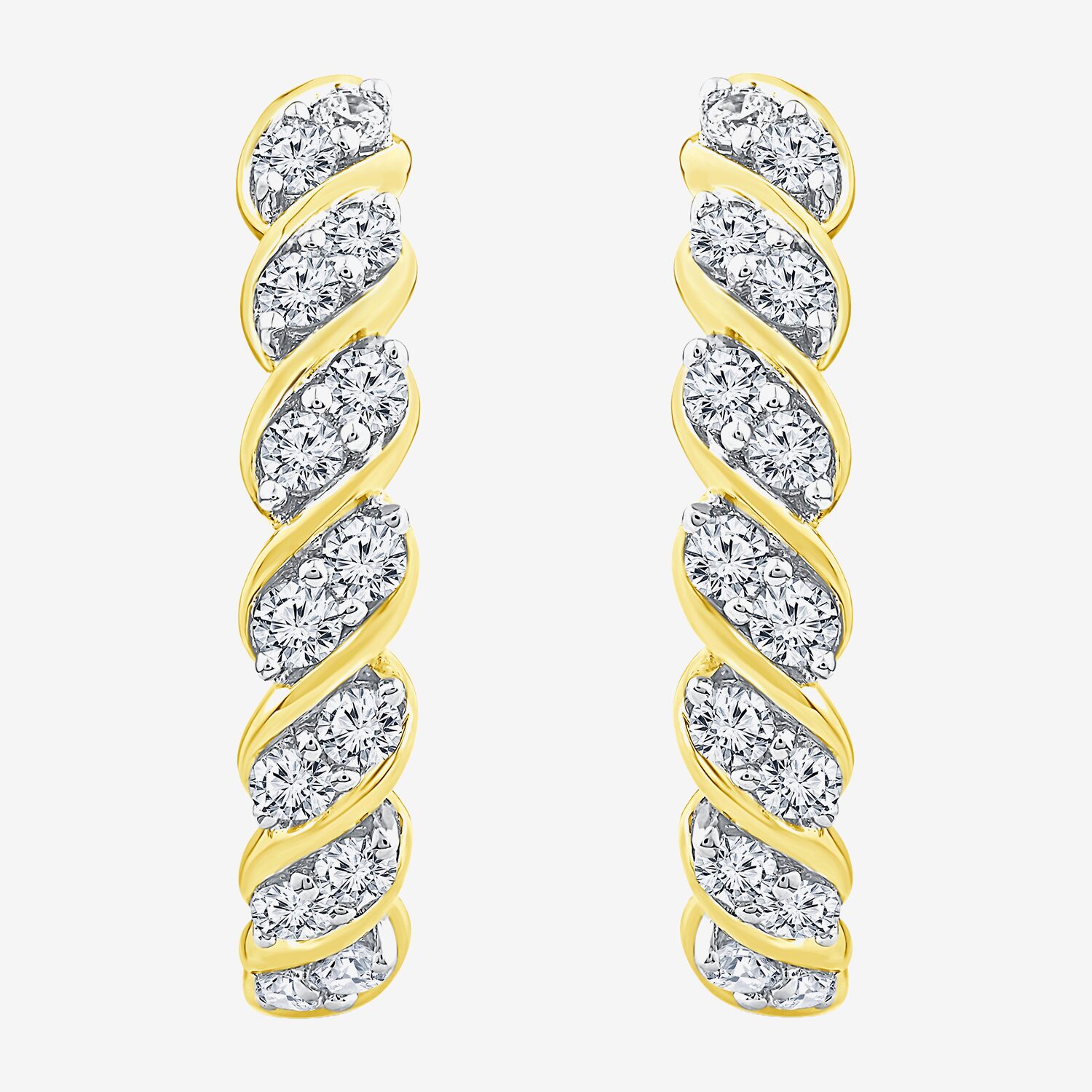 (F /Si2) Womens 1 CT. T.W. Lab Grown White Diamond 14K Gold Over Silver 25mm Hoop Earrings