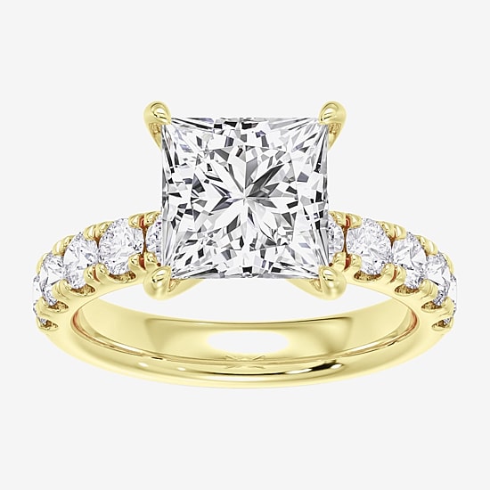 Signature By Modern Bride (F / Vs2) Womens 6 1/2 Ct. T.W. Lab Grown White Diamond 14K Gold Side Stone Engagement Ring