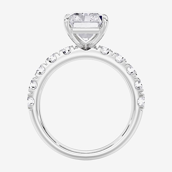 Signature By Modern Bride (F / Vs2) Womens 8 1/2 Ct. T.W. Lab Grown White Diamond 14K Gold Rectangular Side Stone Engagement Ring