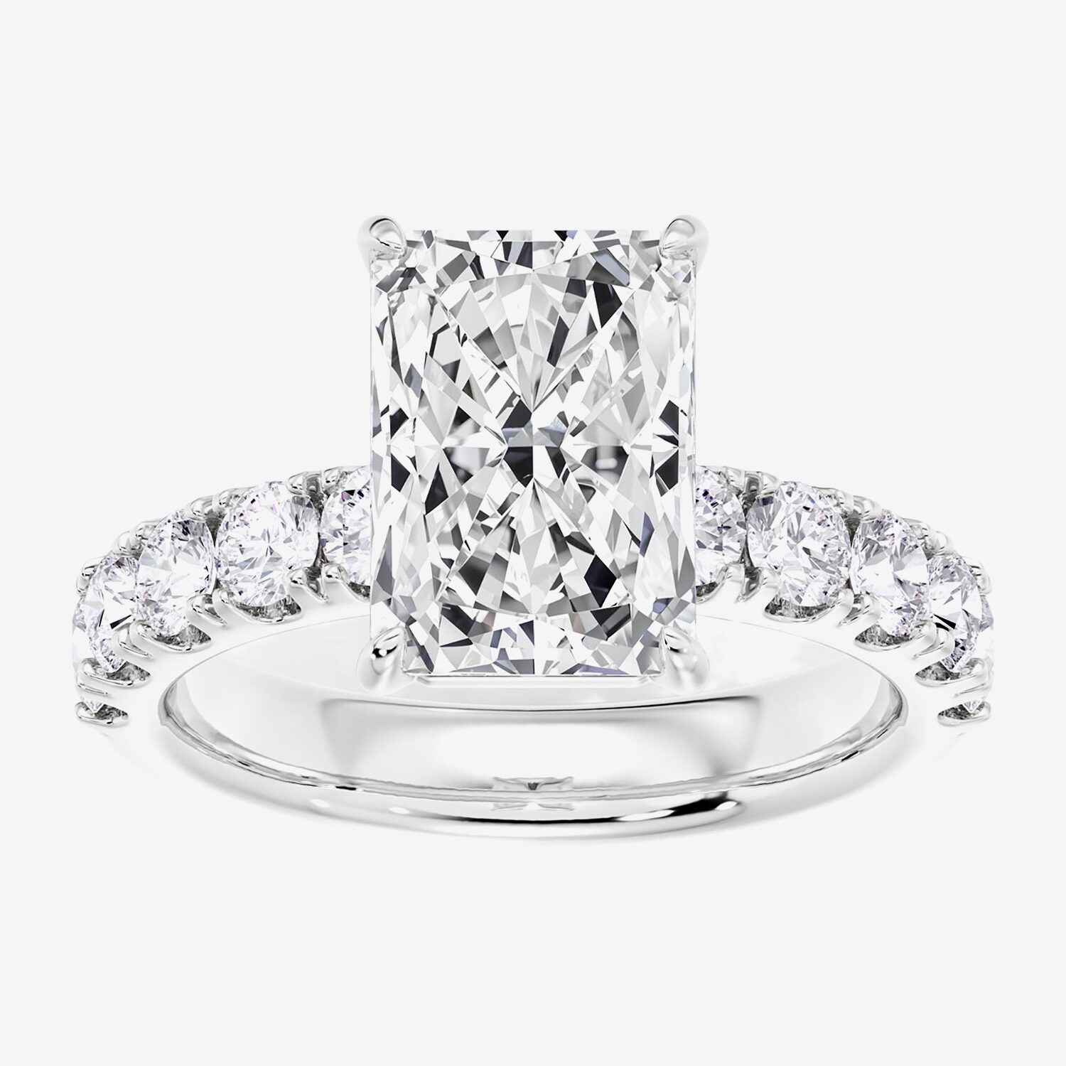 Signature By Modern Bride (F / Vs2) Womens / Ct. T.W. Lab Grown White Diamond 14K Gold Rectangular Side Stone Engagement Ring