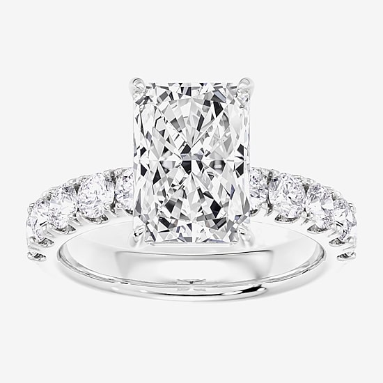Signature By Modern Bride (F / Vs2) Womens 8 1/2 Ct. T.W. Lab Grown White Diamond 14K Gold Rectangular Side Stone Engagement Ring