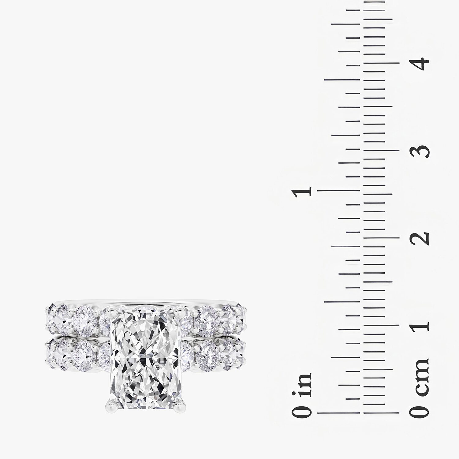 Signature By Modern Bride (F / Vs2) Womens / Ct. T.W. Lab Grown White Diamond 14K Gold Rectangular Side Stone Engagement Ring