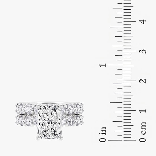 Signature By Modern Bride (F / Vs2) Womens 8 1/2 Ct. T.W. Lab Grown White Diamond 14K Gold Rectangular Side Stone Engagement Ring