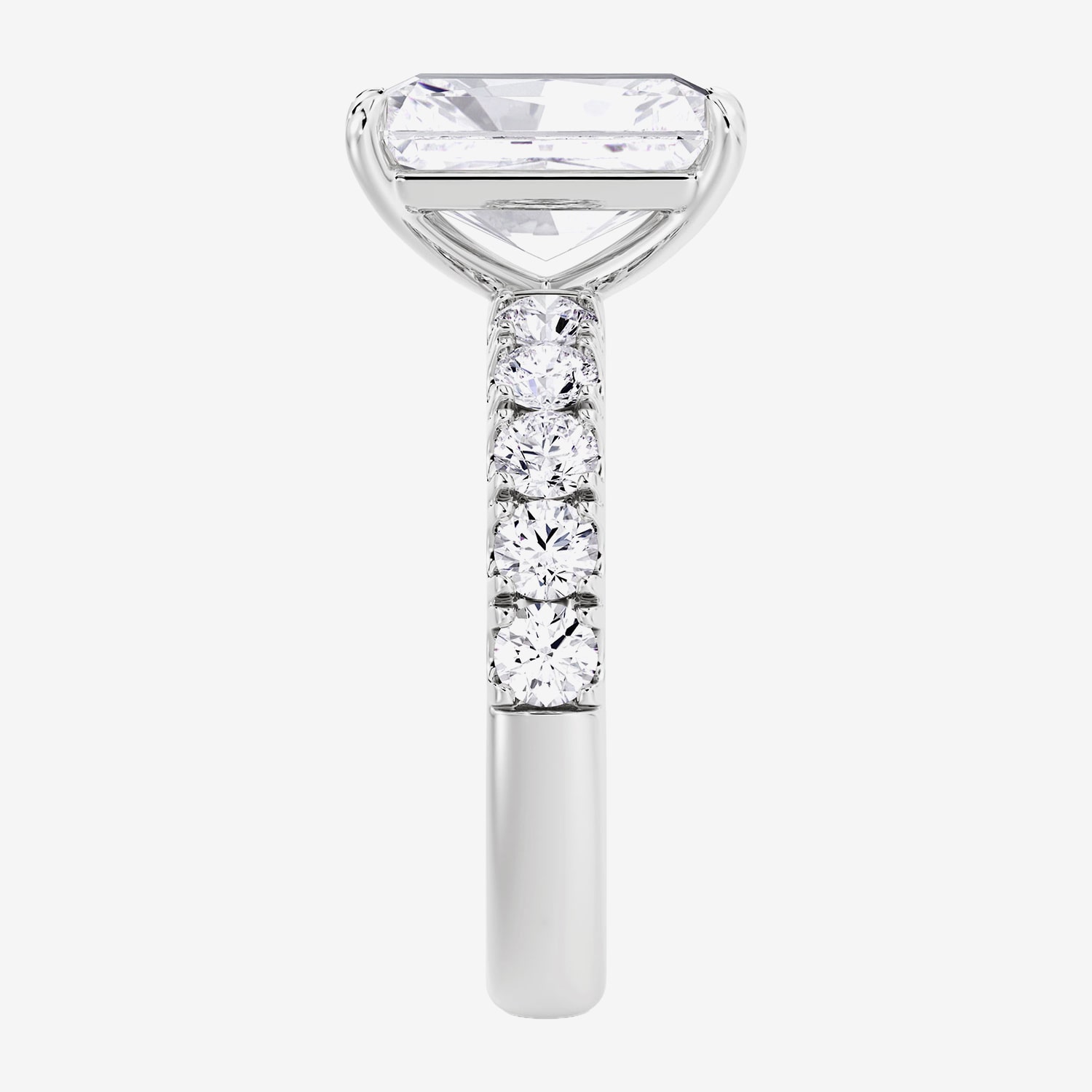Signature By Modern Bride (F / Vs2) Womens / Ct. T.W. Lab Grown White Diamond 14K Gold Rectangular Side Stone Engagement Ring