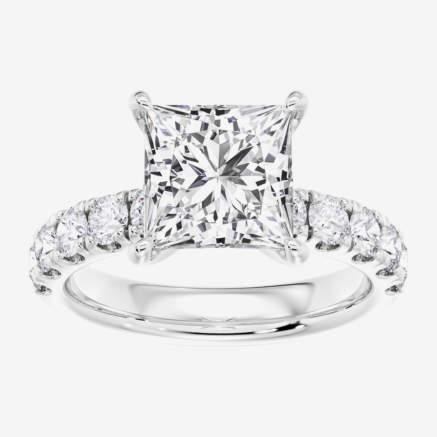 Signature By Modern Bride (F / Vs2) Womens 1/2 Ct. T.W. Lab Grown White Diamond 14K Gold Side Stone Engagement Ring
