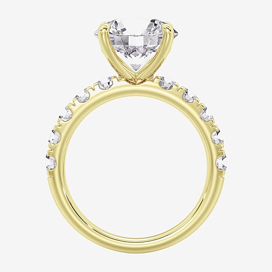 Signature By Modern Bride (F / Vs2) Womens 8 1/2 Ct. T.W. Lab Grown White Diamond 14K Gold Round Side Stone Engagement Ring