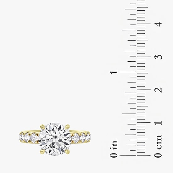 Signature By Modern Bride (F / Vs2) Womens 8 1/2 Ct. T.W. Lab Grown White Diamond 14K Gold Round Side Stone Engagement Ring