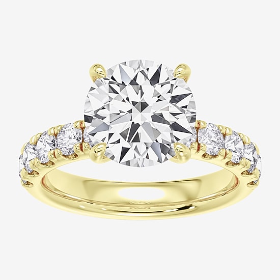 Signature By Modern Bride (F / Vs2) Womens 8 1/2 Ct. T.W. Lab Grown White Diamond 14K Gold Round Side Stone Engagement Ring