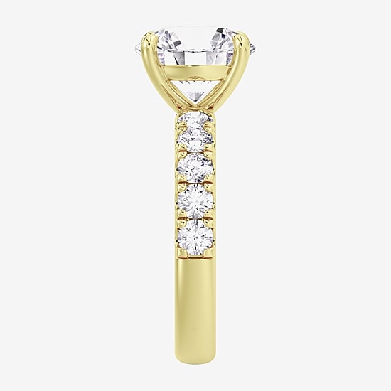 Signature By Modern Bride (F / Vs2) Womens 8 1/2 Ct. T.W. Lab Grown White Diamond 14K Gold Round Side Stone Engagement Ring