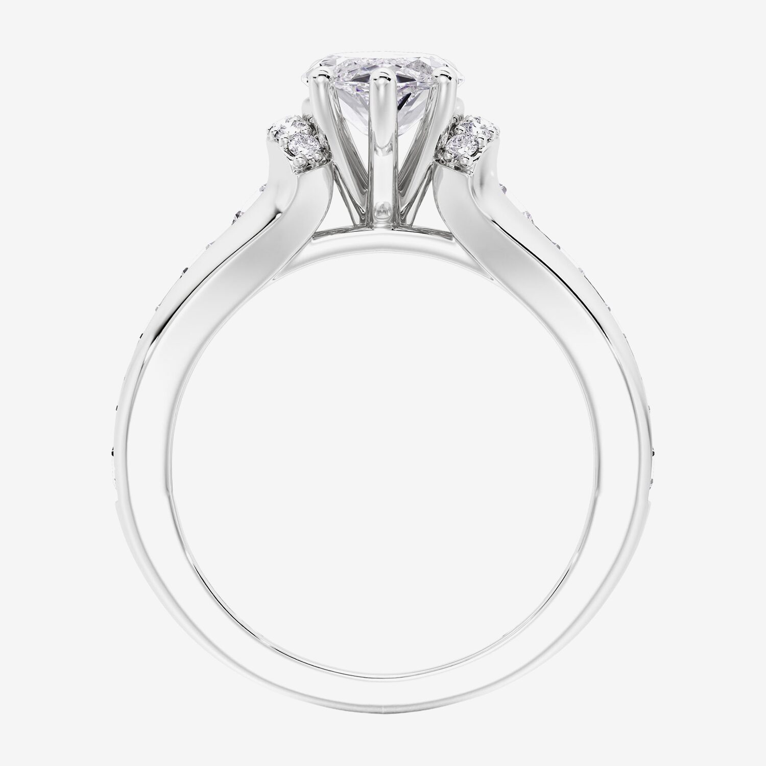 (F / Vs2) Womens 6 CT. T.W. Lab Grown White Diamond 14K Gold Marquise Side Stone Engagement Ring