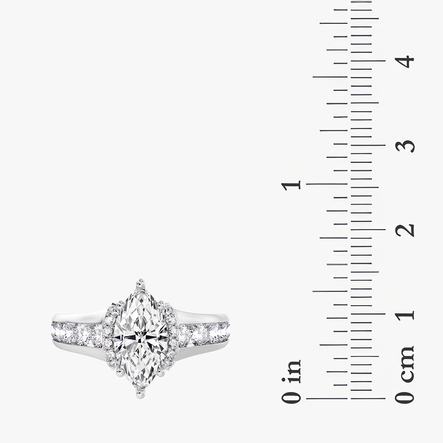 (F / Vs2) Womens 6 CT. T.W. Lab Grown White Diamond 14K Gold Marquise Side Stone Engagement Ring