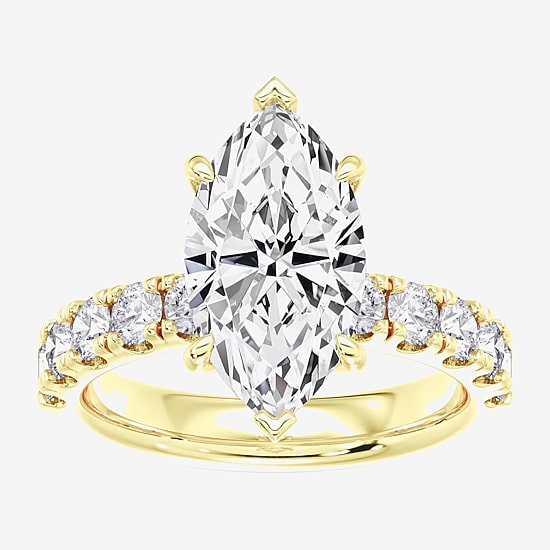 Signature By Modern Bride (F / Vs2) Womens 8 1/2 Ct. T.W. Lab Grown White Diamond 14K Gold Marquise Side Stone Engagement Ring