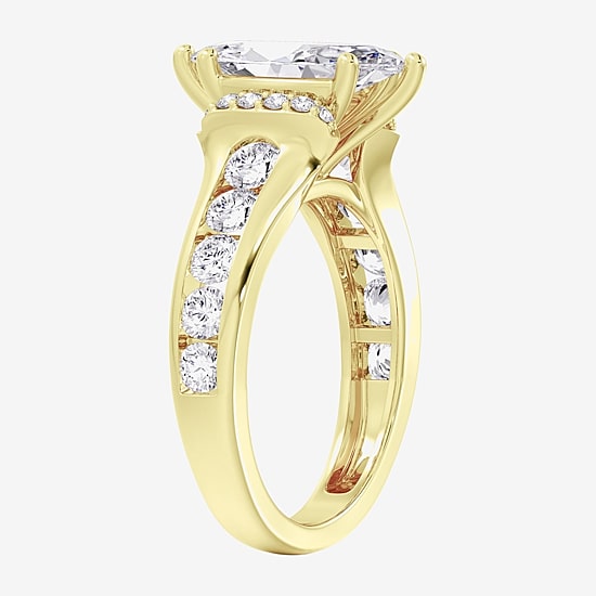 (F / Vs2) Womens 6 CT. T.W. Lab Grown White Diamond 14K Gold Marquise Side Stone Engagement Ring