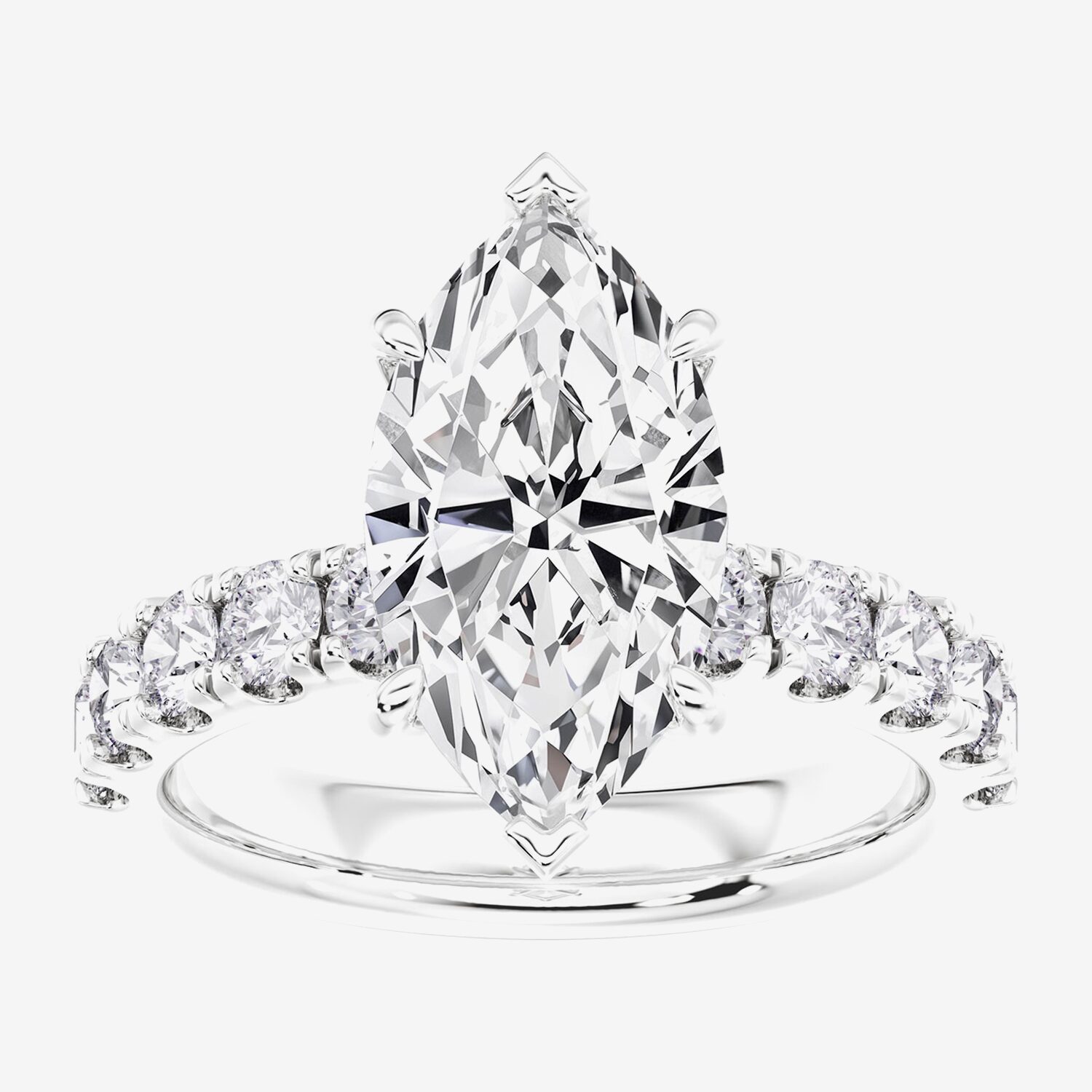 Signature By Modern Bride (F / Vs2) Womens 1/2 Ct. T.W. Lab Grown White Diamond 14K Gold Marquise Side Stone Engagement Ring