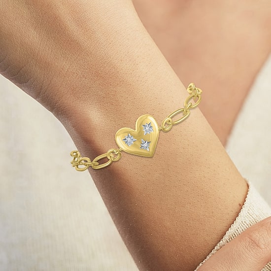 Womens Lab Created White Sapphire 14K Gold Over Brass Heart 2-pc. Jewelry Set
