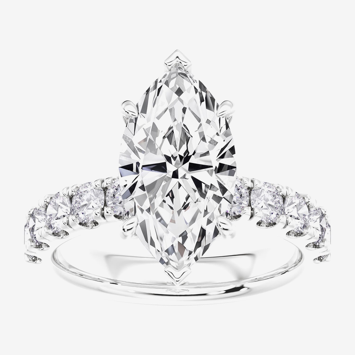 Signature By Modern Bride (F / Vs2) Womens 1/2 Ct. T.W. Lab Grown White Diamond 14K Gold Marquise Side Stone Engagement Ring