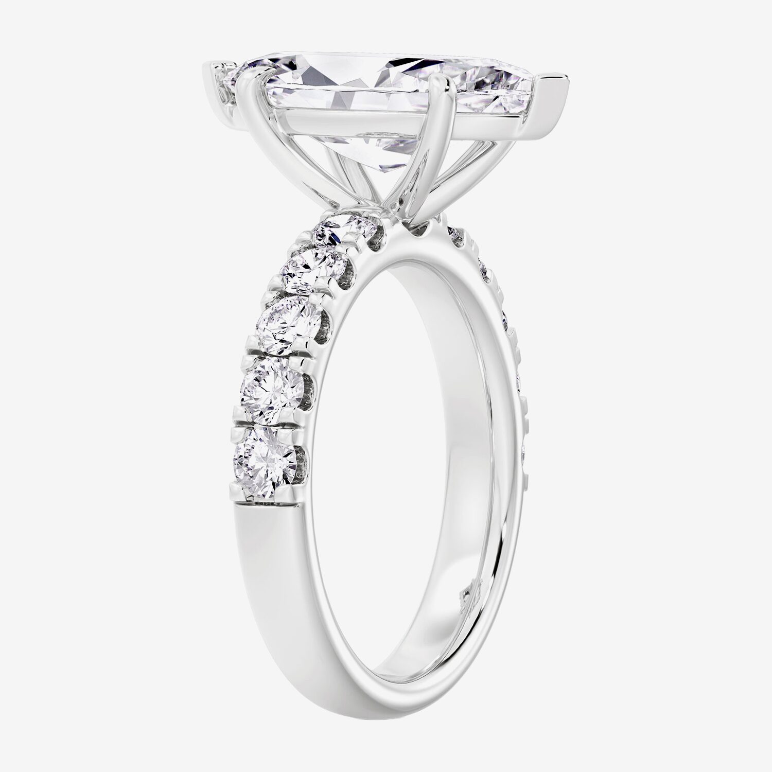 Signature By Modern Bride (F / Vs2) Womens 1/2 Ct. T.W. Lab Grown White Diamond 14K Gold Marquise Side Stone Engagement Ring