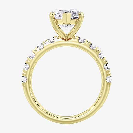 Signature By Modern Bride (F / Vs2) Womens 6 1/2 Ct. T.W. Lab Grown White Diamond 14K Gold Marquise Side Stone Engagement Ring