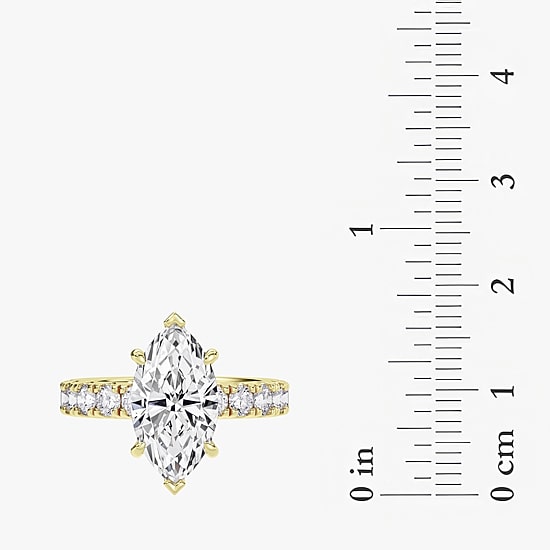Signature By Modern Bride (F / Vs2) Womens 6 1/2 Ct. T.W. Lab Grown White Diamond 14K Gold Marquise Side Stone Engagement Ring