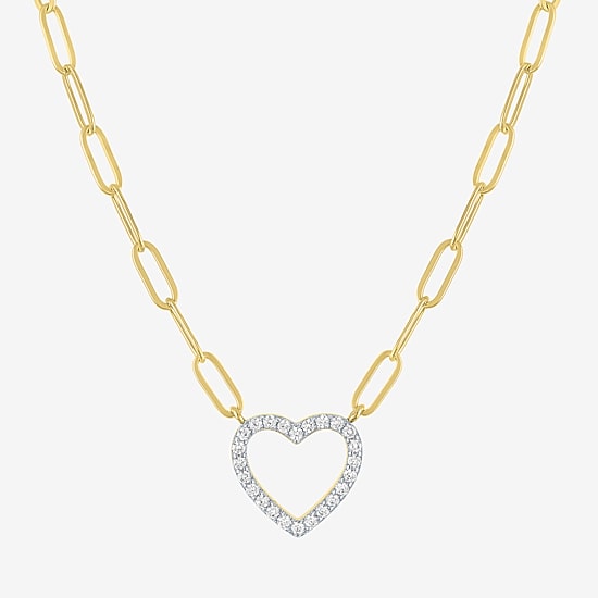 Yes, Please! Womens Lab Created White Sapphire 14K Gold Over Brass Heart 2-pc. Jewelry Set
