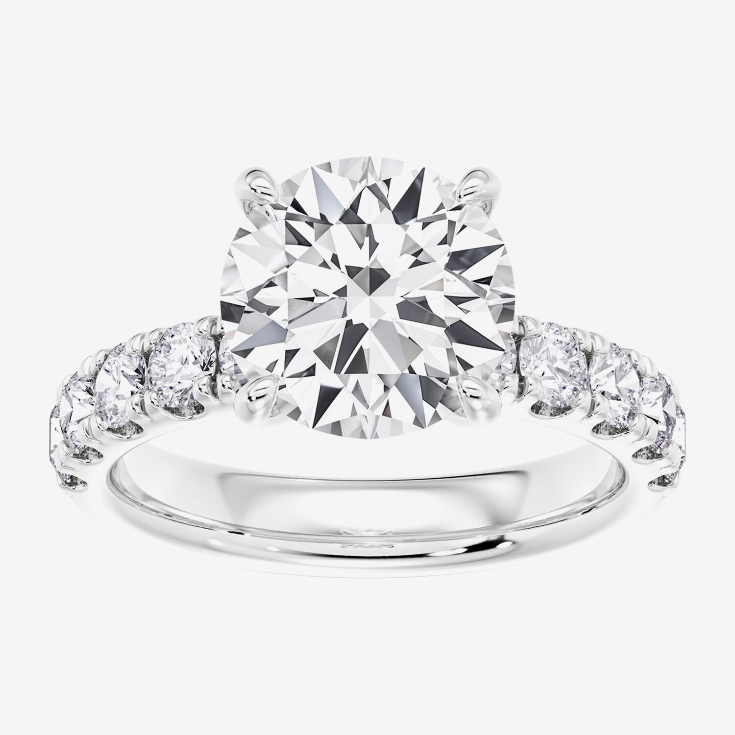 Signature By Modern Bride (F / Vs2) Womens 1/2 Ct. T.W. Lab Grown White Diamond 14K Gold Round Side Stone Engagement Ring