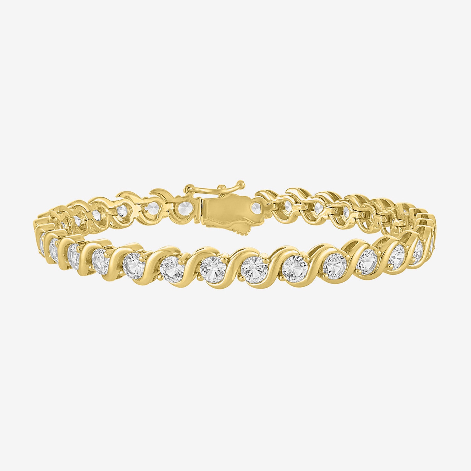 Yes, Please! Womens Lab Created White Sapphire 14K Gold Over Brass 7.5 Inch Tennis Bracelet