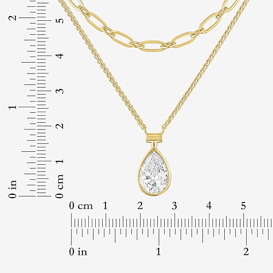 Womens Lab Created White Sapphire 2-pc. Pendant Necklace Set