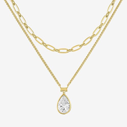 Womens Lab Created White Sapphire 2-pc. Pendant Necklace Set, One Size, White