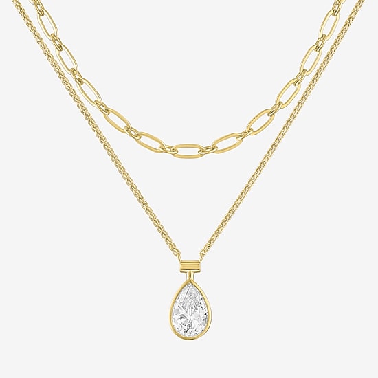 Womens Lab Created White Sapphire 2-pc. Pendant Necklace Set