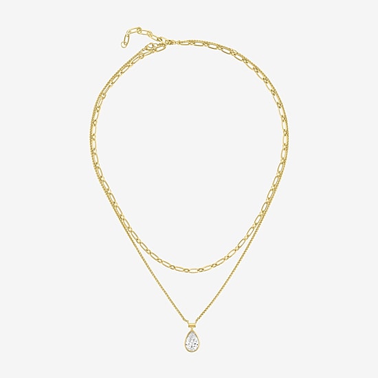 Womens Lab Created White Sapphire 2-pc. Pendant Necklace Set