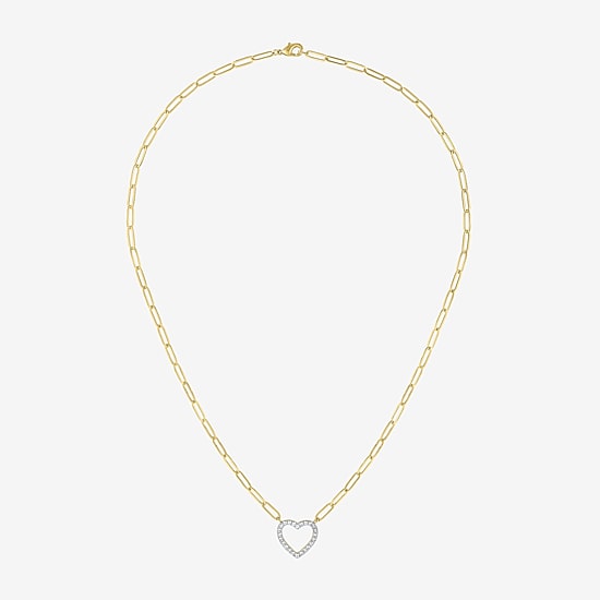 Yes, Please! Womens Lab Created White Sapphire 14K Gold Over Brass Heart 2-pc. Jewelry Set