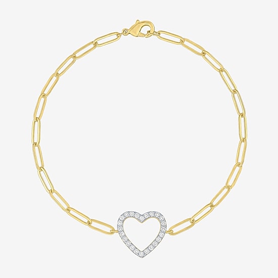 Yes, Please! Womens Lab Created White Sapphire 14K Gold Over Brass Heart 2-pc. Jewelry Set
