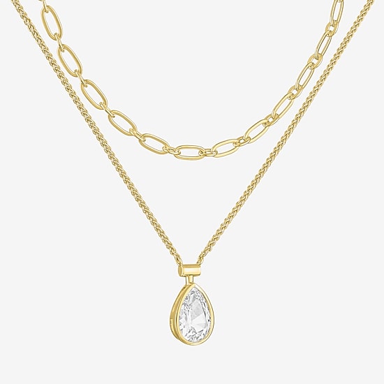 Womens Lab Created White Sapphire 2-pc. Pendant Necklace Set