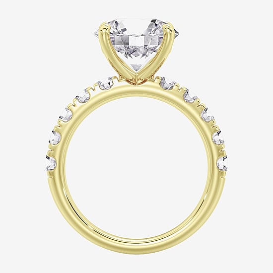 Signature By Modern Bride (F / Vs2) Womens 6 1/2 Ct. T.W. Lab Grown White Diamond 14K Gold Round Side Stone Engagement Ring