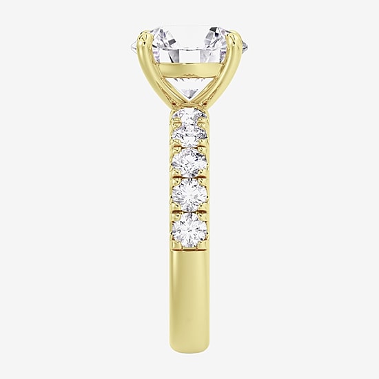 Signature By Modern Bride (F / Vs2) Womens 6 1/2 Ct. T.W. Lab Grown White Diamond 14K Gold Round Side Stone Engagement Ring