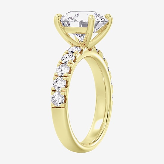 Signature By Modern Bride (F / Vs2) Womens 6 1/2 Ct. T.W. Lab Grown White Diamond 14K Gold Round Side Stone Engagement Ring