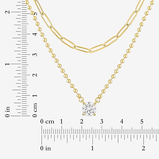 Yes, Please! Womens Lab Created White Sapphire 2-pc. Pendant Necklace Set